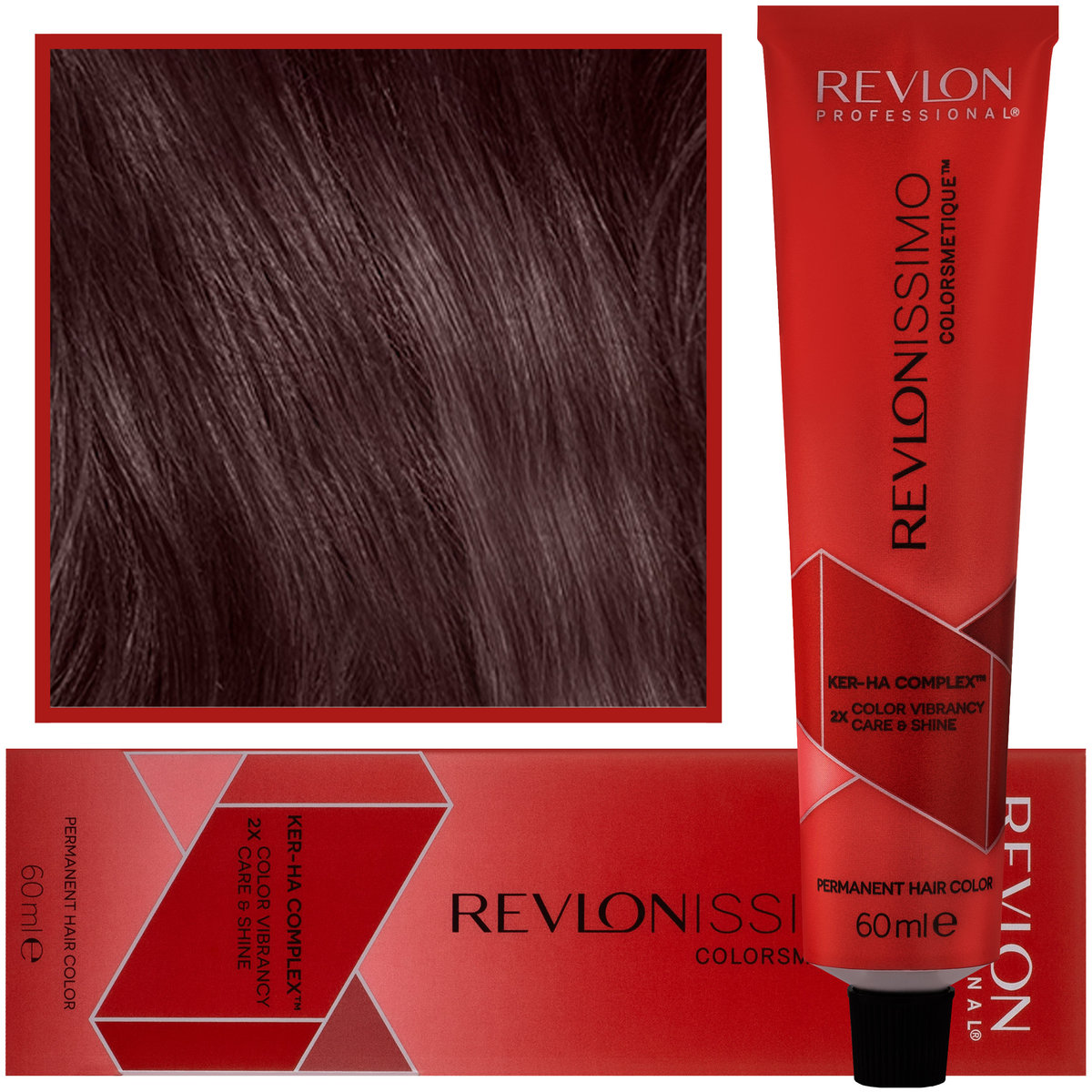 REVLON PROFESSIONAL Revlon Professional Revlonissimo Colorsmetique Color&Care permanent Hair Color 4.5, średni brąz mahoń, 1 opakowanie (1 x 60 mililitrów)