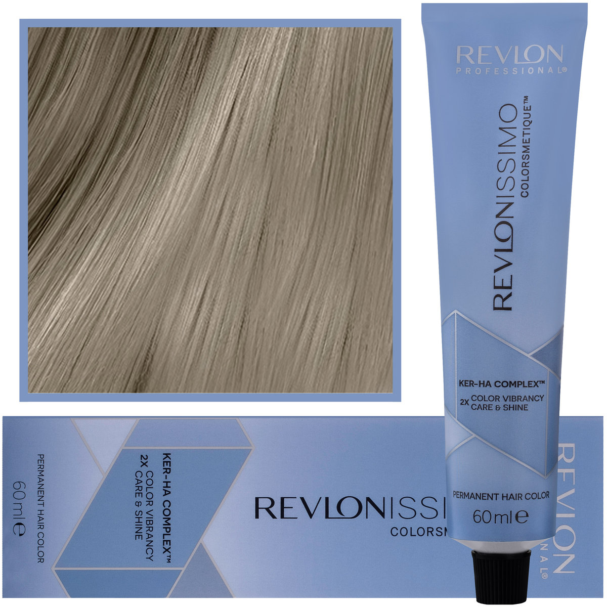 REVLON PROFESSIONAL Revlon Professional Revlonissimo Colorsmetique Color&Care permanent Hair Color 7.01, średni blond popiół naturalny, 1 opakowanie (1 x 60 ml)