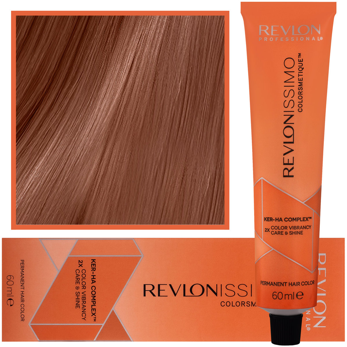 REVLON PROFESSIONAL Revlon Professional Revlonissimo Colorsmetique Color&Care permanent Hair Color 7.45, średni blond miedź mahoń, 1 opakowanie (1 x 60 ml)