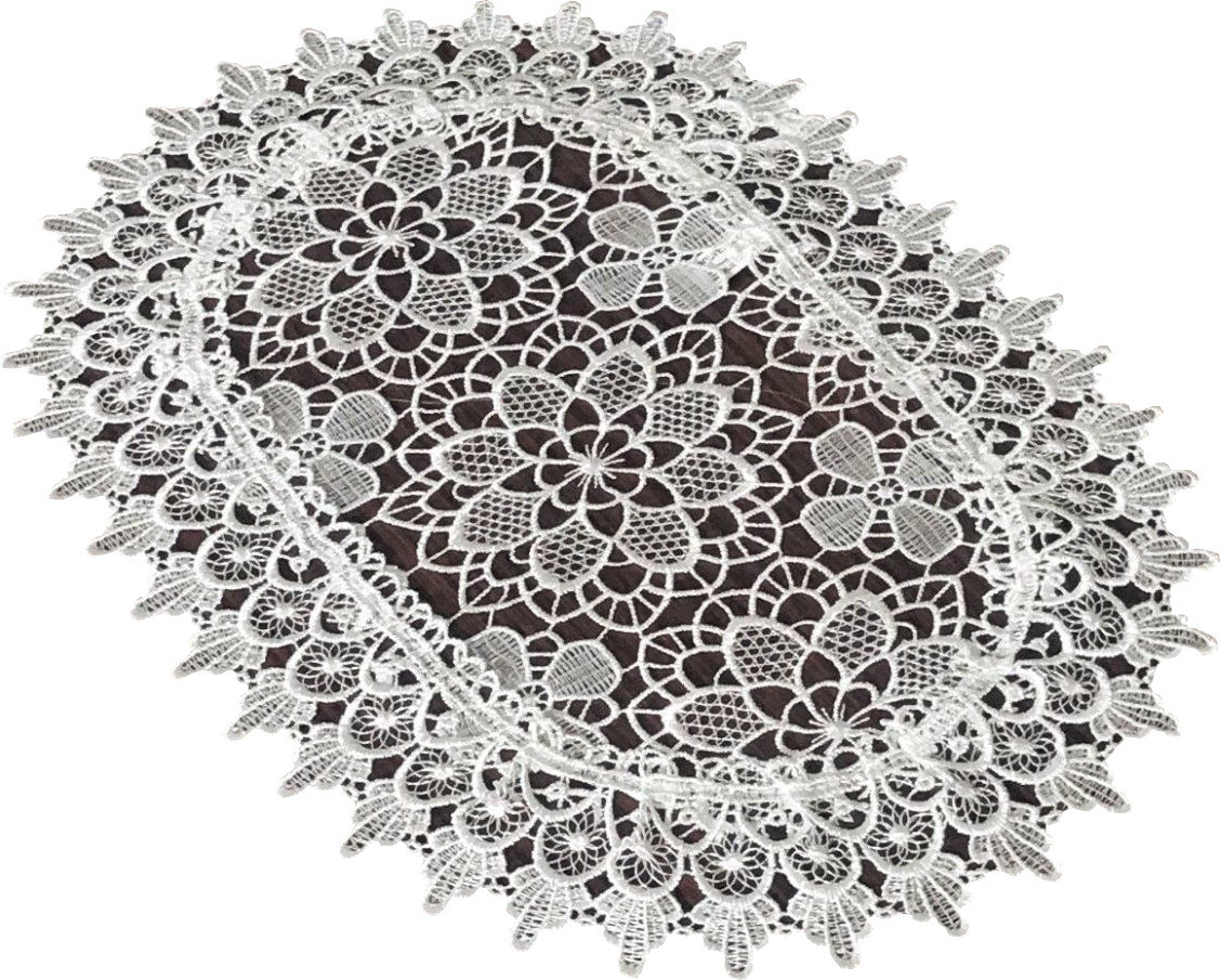 Serwetka Z Gipiury, 30X45, Kremowa W Kwiaty, G10-02-Ov