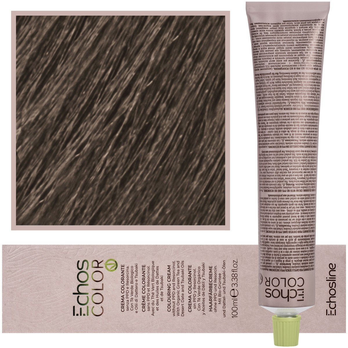 Echosline, Echos Color, Kremowa, Trwała Farba Do Włosów Z Woskiem Pszczelim, Ice 8,0 Zimny Naturalny Jasny Blond, 100 ml