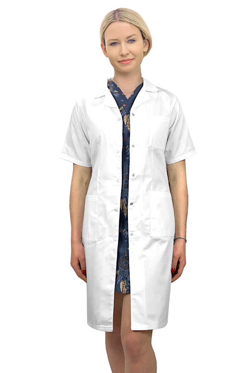 Fartuch medyczny lekarski damski śnieżnobiały krótki rękaw M1rk 38
