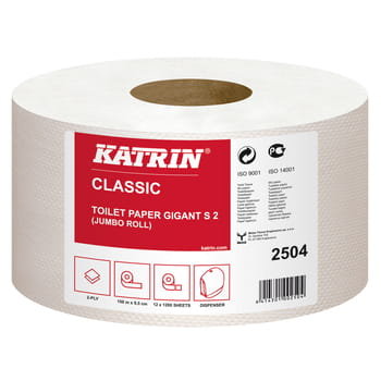 Katrin Papier toaletowy Classic Gigant S2 12 szt 2 warstwy 150 m średnica 18 cm biały 2504