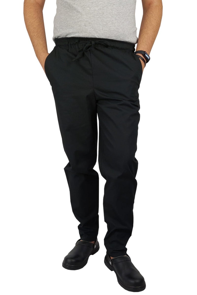 Spodnie kucharskie męskie  czarne FIT 3XL