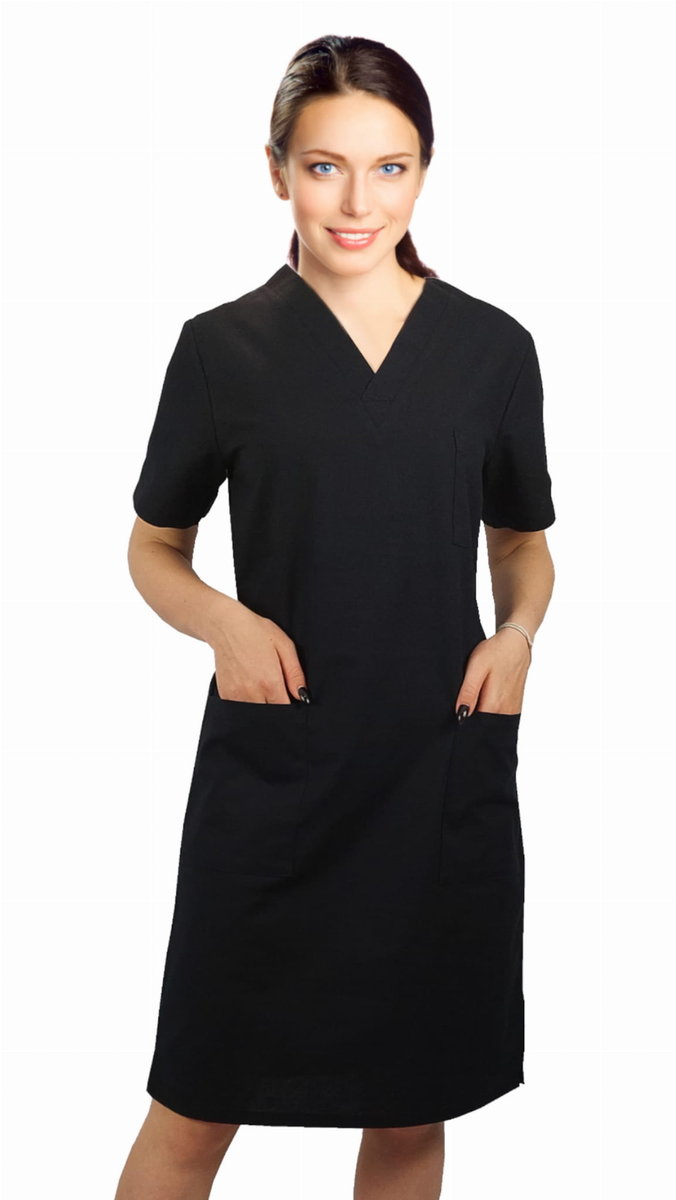 Sukienka medyczna chirurgiczna czarna bawełna 100% XXS