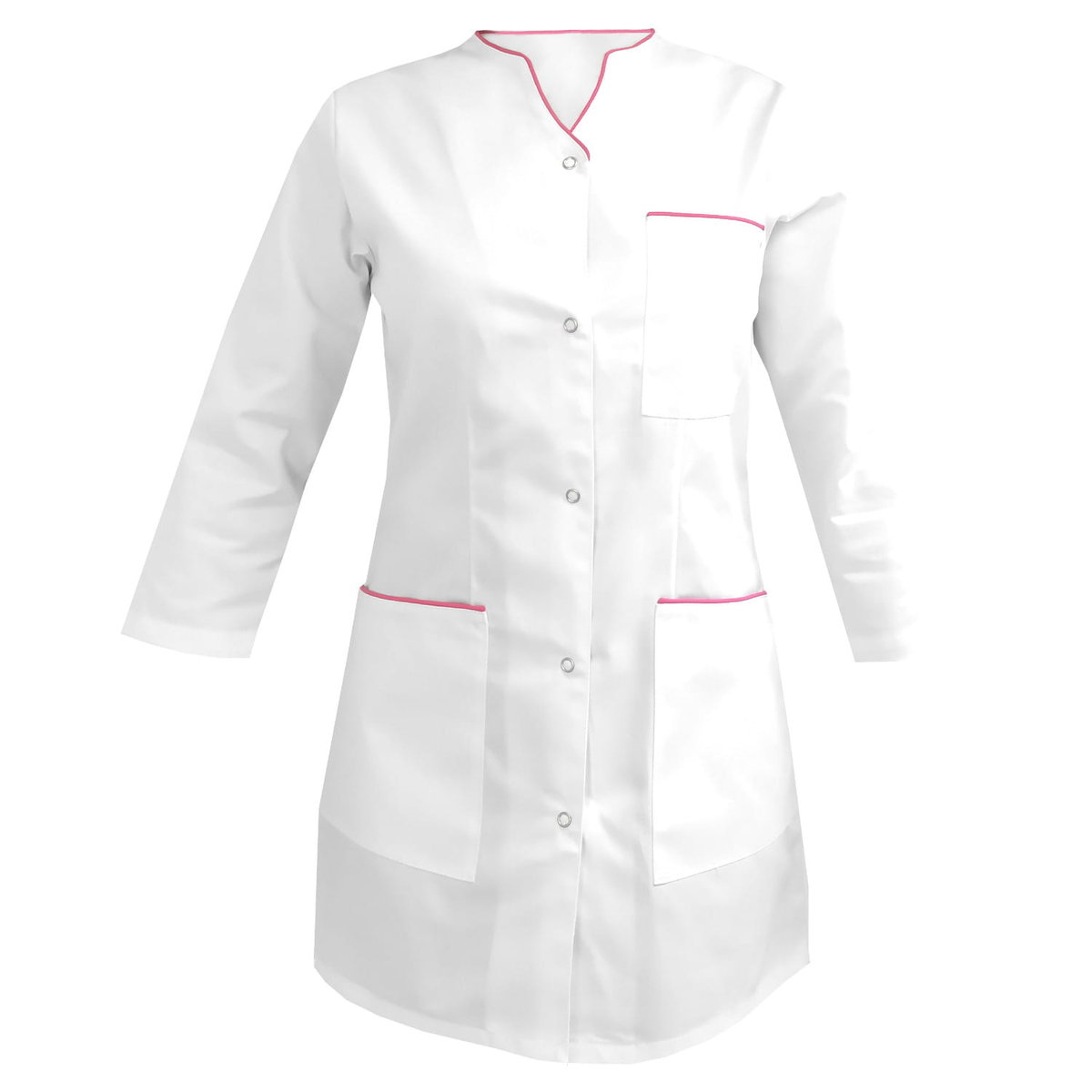 Żakiet  medyczny rękaw 3/4 damski  biały lamówka amarant fartuch 40