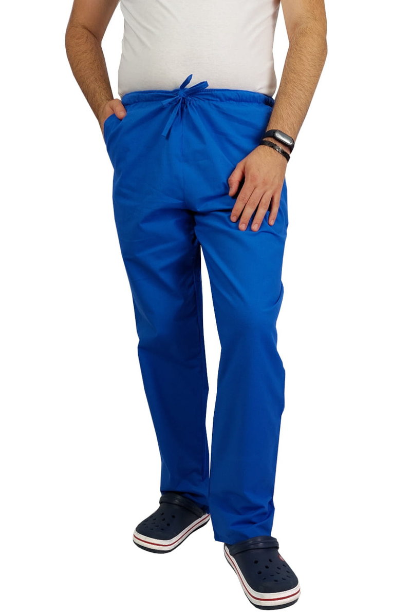 Spodnie medyczne chirurgiczne 100%bawełna męskie chabrowe 4XL