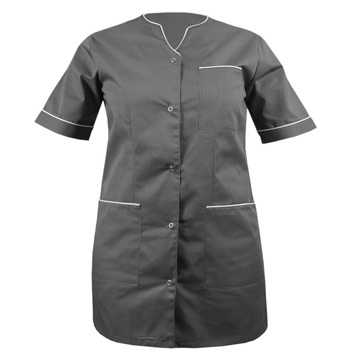 Żakiet medyczny kosmetyczny damski szary lamówka biała fartuch 52