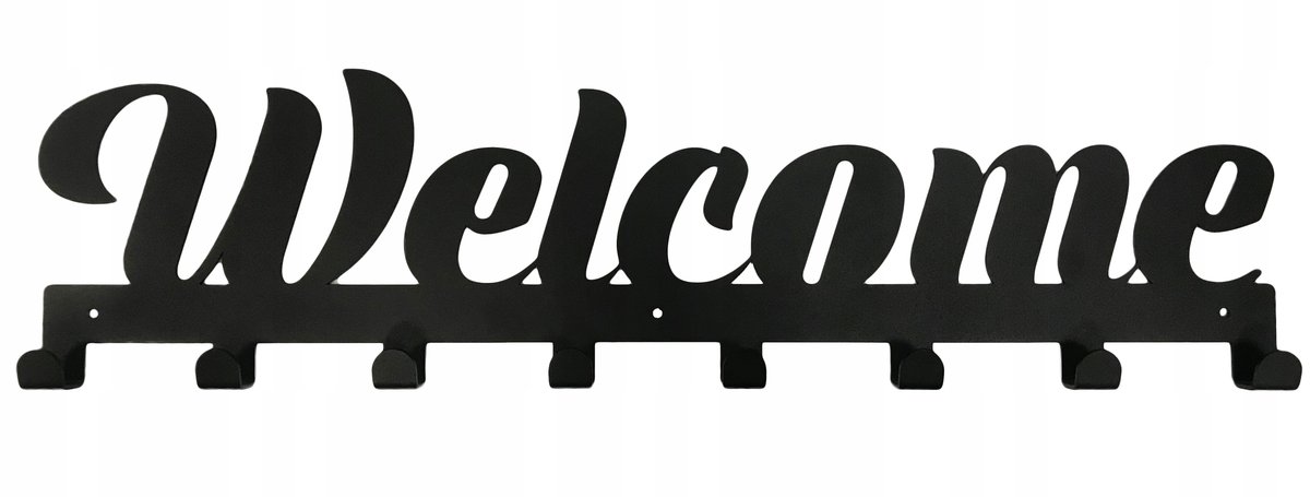 Wieszak Na Klucze Metalowy Welcome 52 Cm Czarny