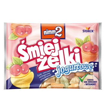 Storck nimm2 Śmiejżelki owocowo-jogurtowe Żelki owocowe wzbogacone witaminami 100g