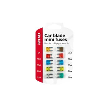 AMiO 01139 Bezpieczniki samochodowe 10 sztuk blister mini AMI-01139