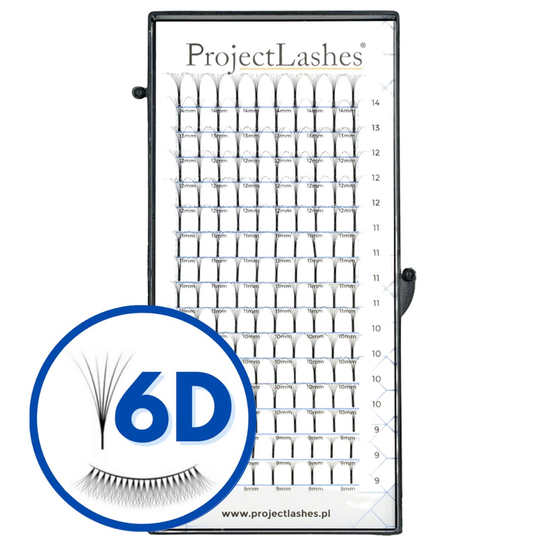 Project Lashes, Gotowe Kępki Rzęsy, Projectlashes D 0,07 Mix 6D