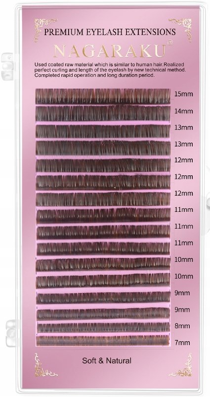 Project Lashes, Rzęsy Nagaraku Premium Brązowe C 0,07 Mix, 16 Linii