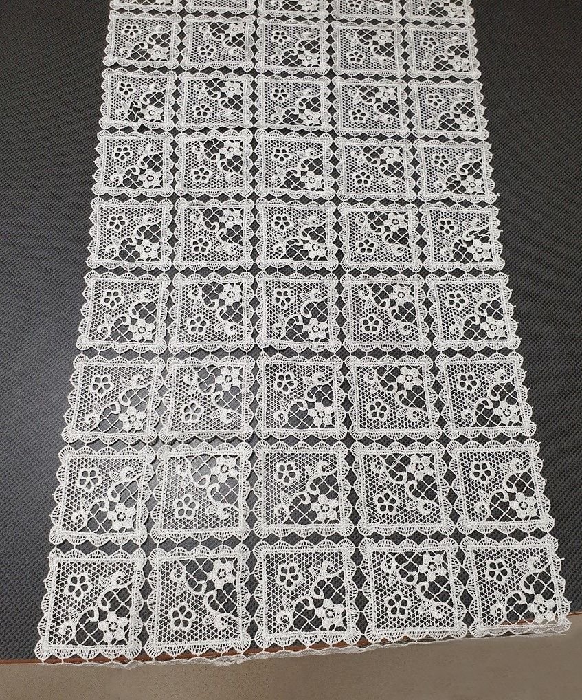 Bieżnik Z Gipiury, 40X85, Ecru Geometryczny W Kwiaty, G20-02-Pr