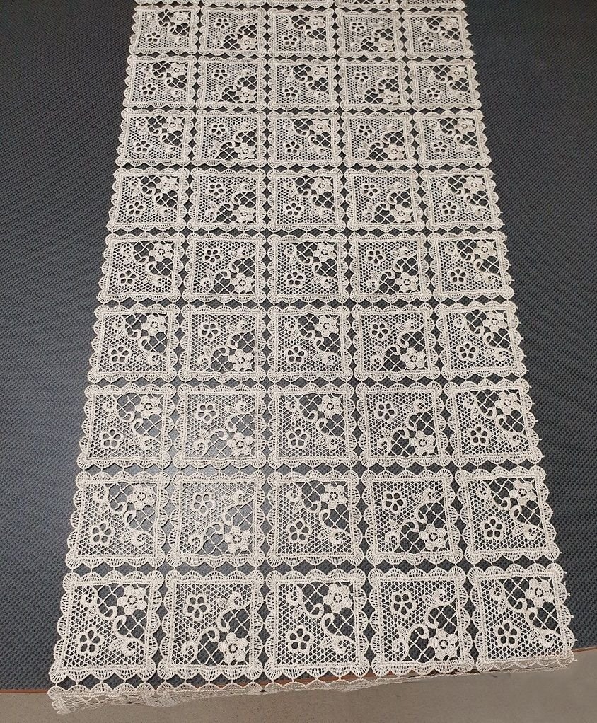 Bieżnik Z Gipiury, 40X85, Beżowy Geometryczny W Kwiaty, G20-03-Pr