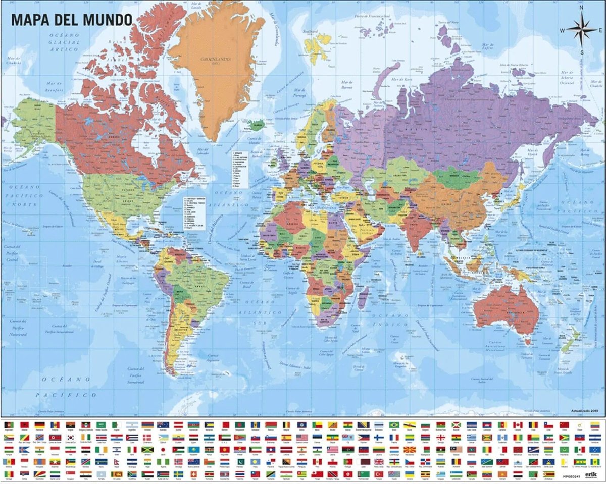 Plakat Mapa Świata Flagi 50X40Cm /0241