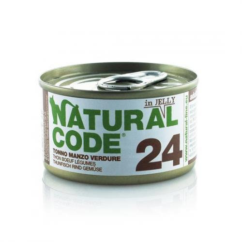 Natural Code 24 Tuńczyk Z Wołowiną I Warzywami W Galaretce - Mokra Karma Dla Kota - Puszka 85G