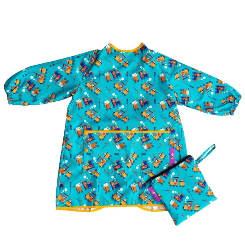Tidy Tot - Śliniak Fartuszkowy Długi Z Kieszonką Coverall Bib Train