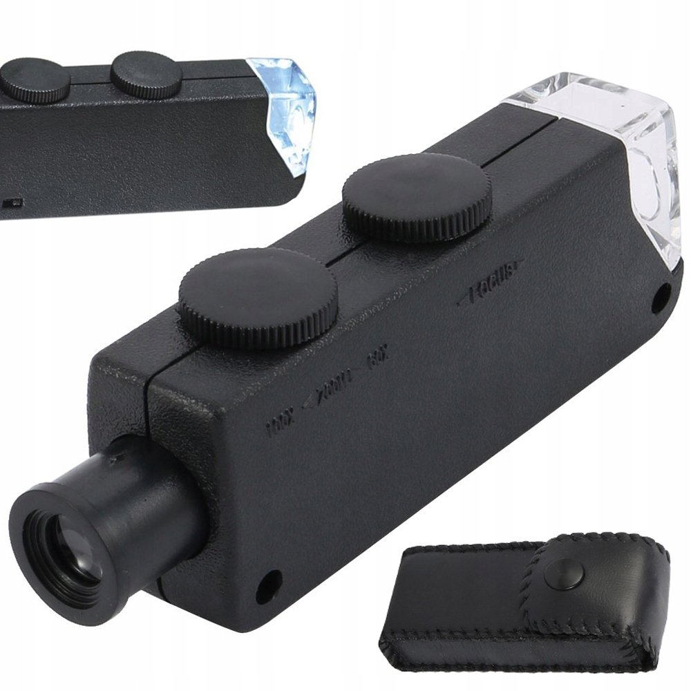 Lupa Jubilerska Mikroskop 60X 100X Led Zoom Focus