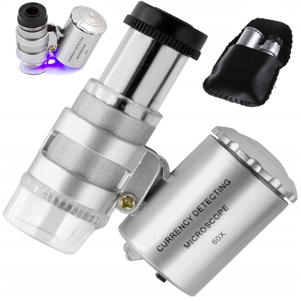 Lupa Jubilerska Mikroskop 60X Led Uv Profesjonalna