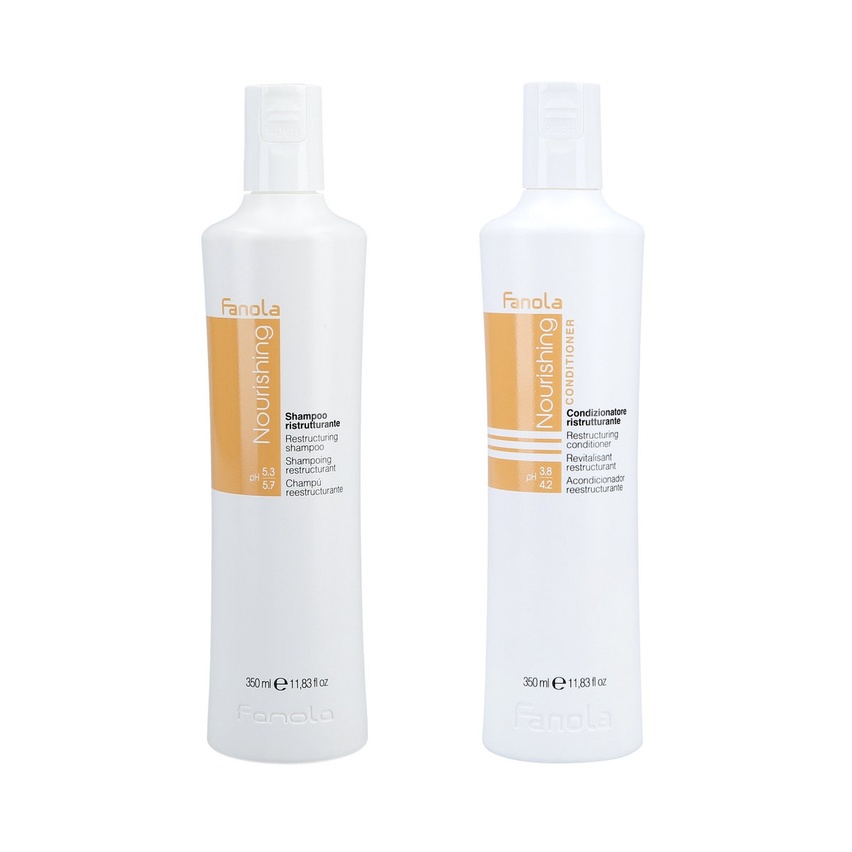 Fanola, Nourishing Odbudowujący Zestaw Do Włosów Szampon, 350 ml + Odżywka, 350 ml