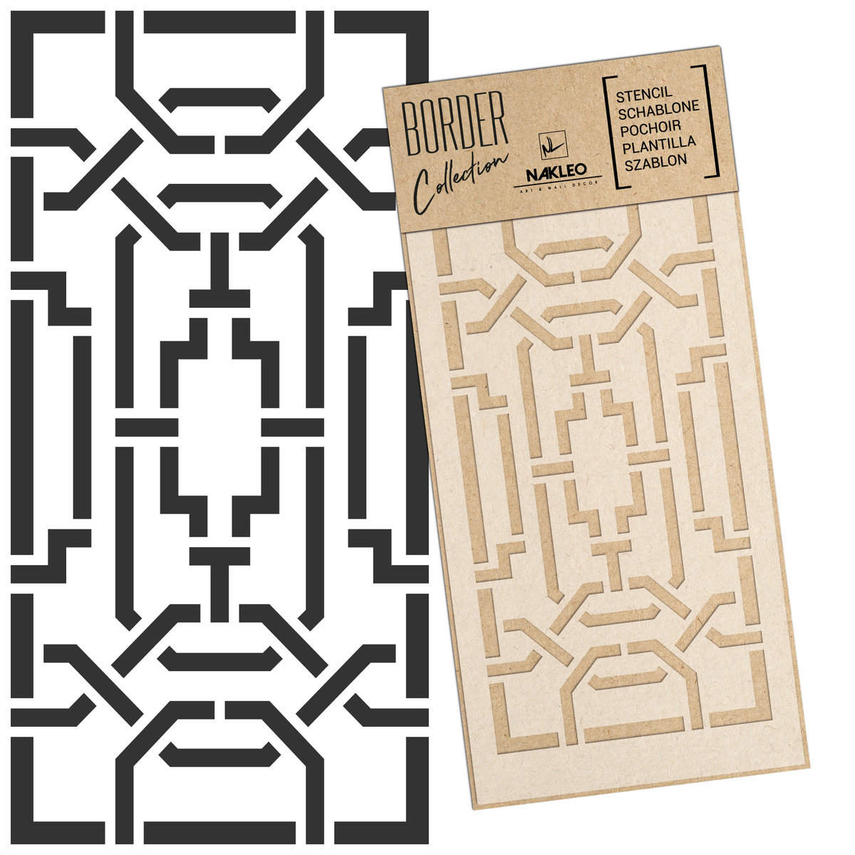 szablon malarski border - bordiura // CHIŃSKA BALUSTRADA #3 - Rozmiar M (21x45 cm)