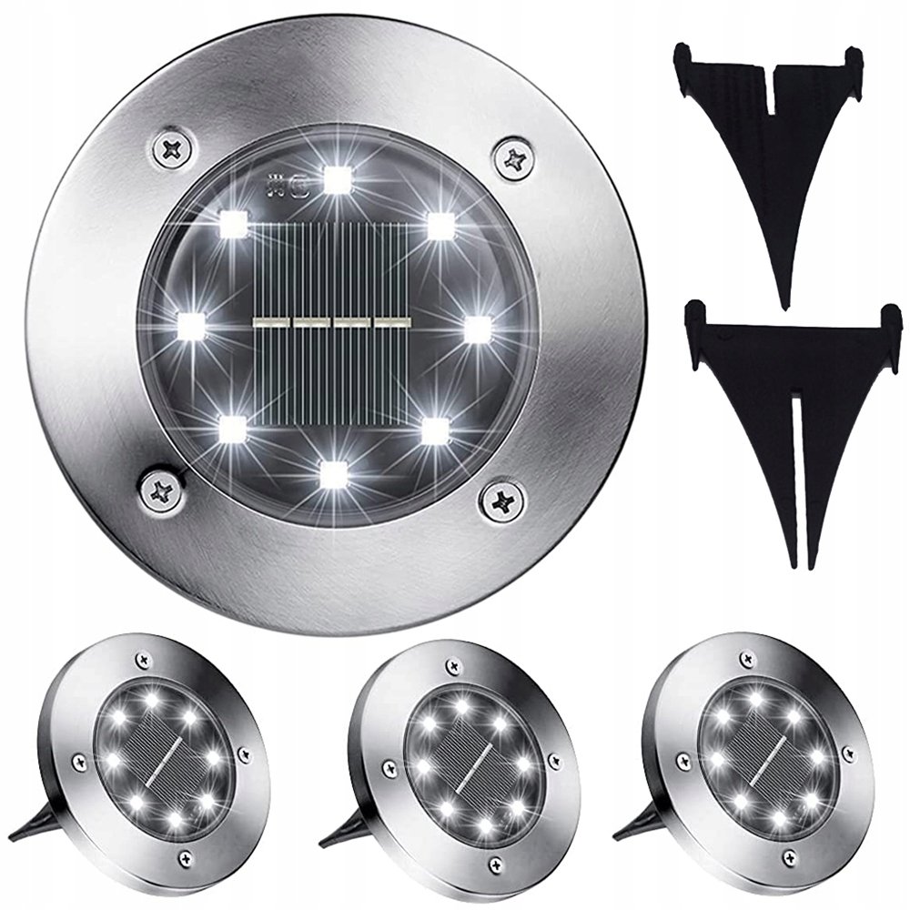Lampki Solarne Gruntowe Lampa Ogrodowa 8 Led 4 Szt