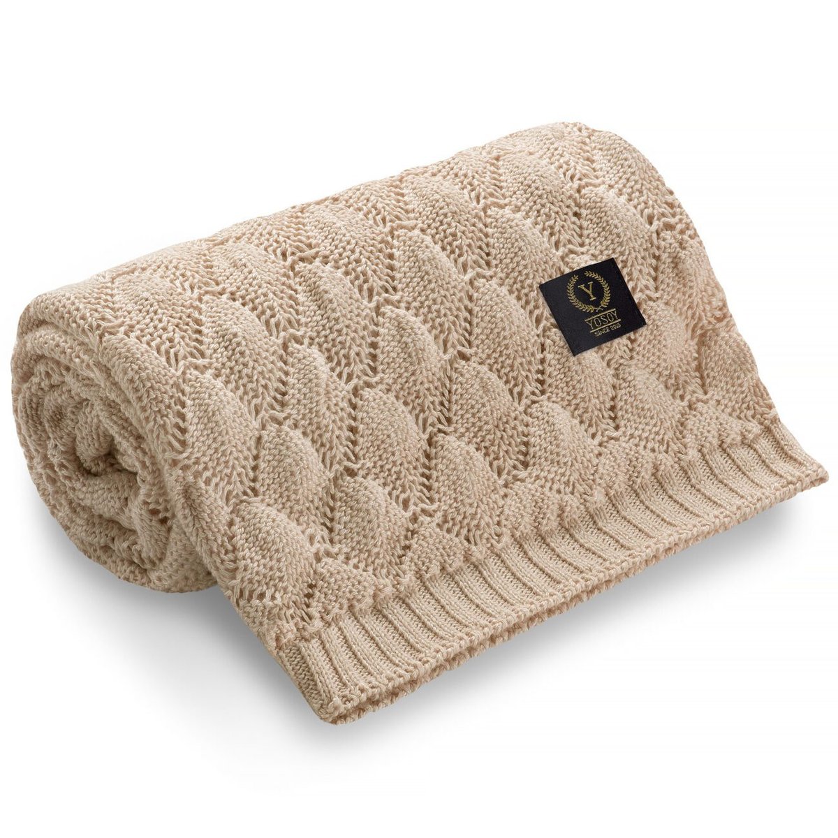Yosoy Kocyk ażurowy Shells Sunny Beige