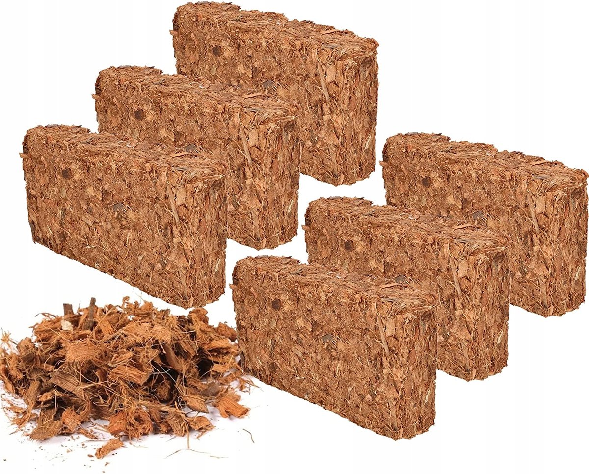 Chipsy Ścinki Kokosowe Brykiet Roślin Terrarium 6X
