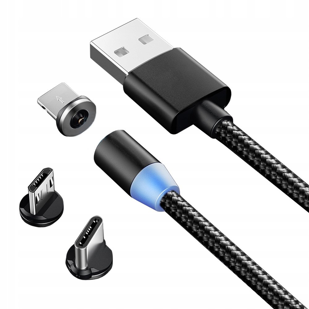 Kabel Magnetyczny Verk Group, 3W1 Micro Typ-C USB Do iPhone 1M