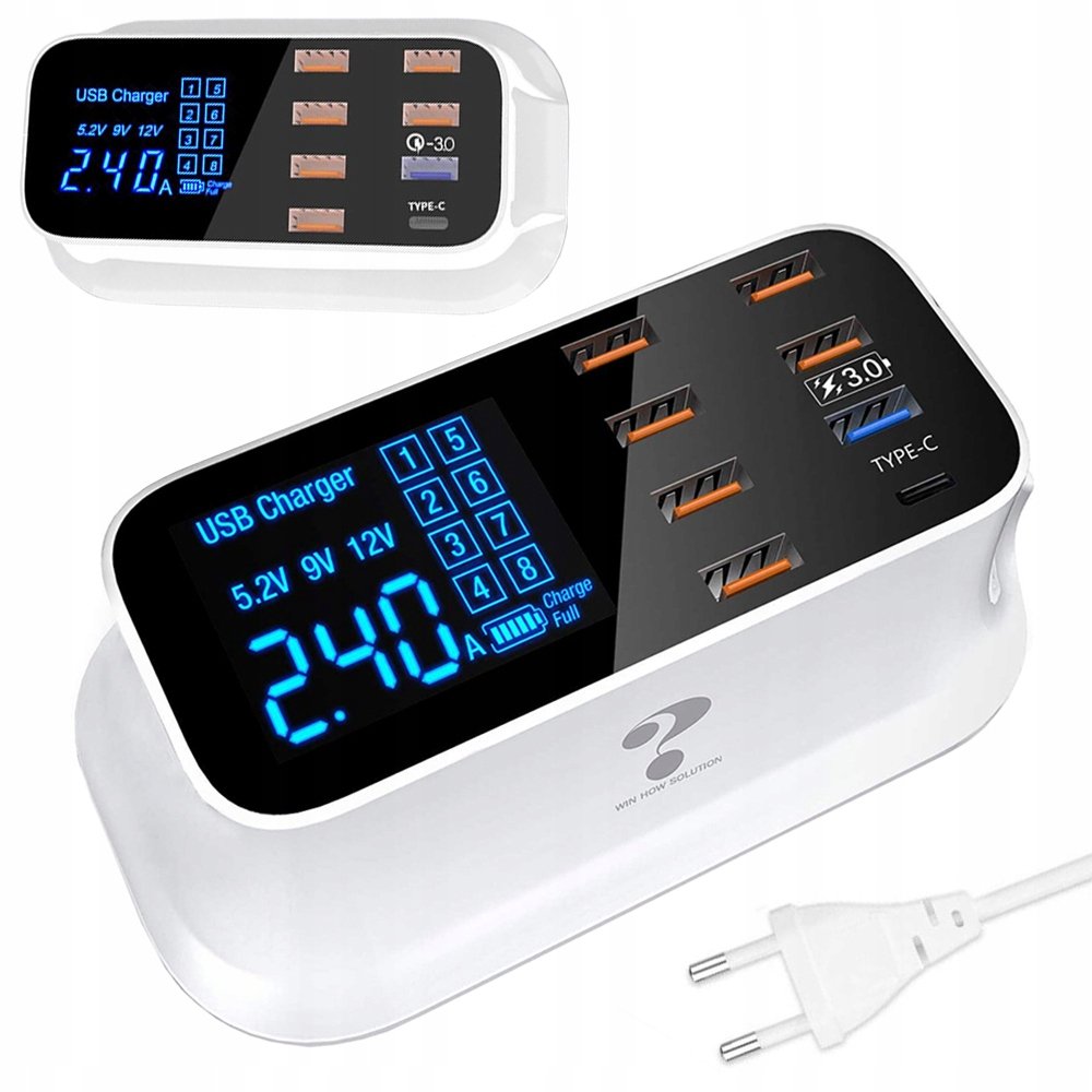 Szybka Ładowarka Do Telefonu 8 X Usb Qc 3.0 Typ C