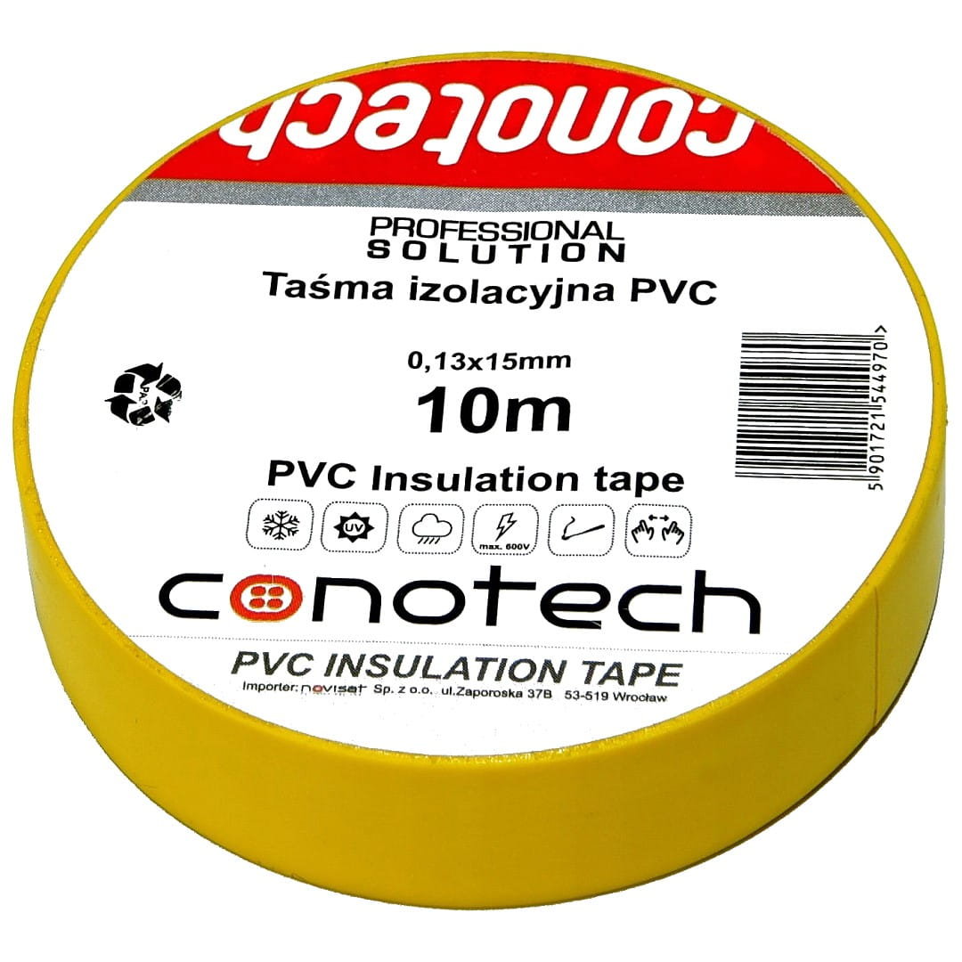 Taśma Izolacyjna Żółta Pvc 0,13X15X10M Ns
