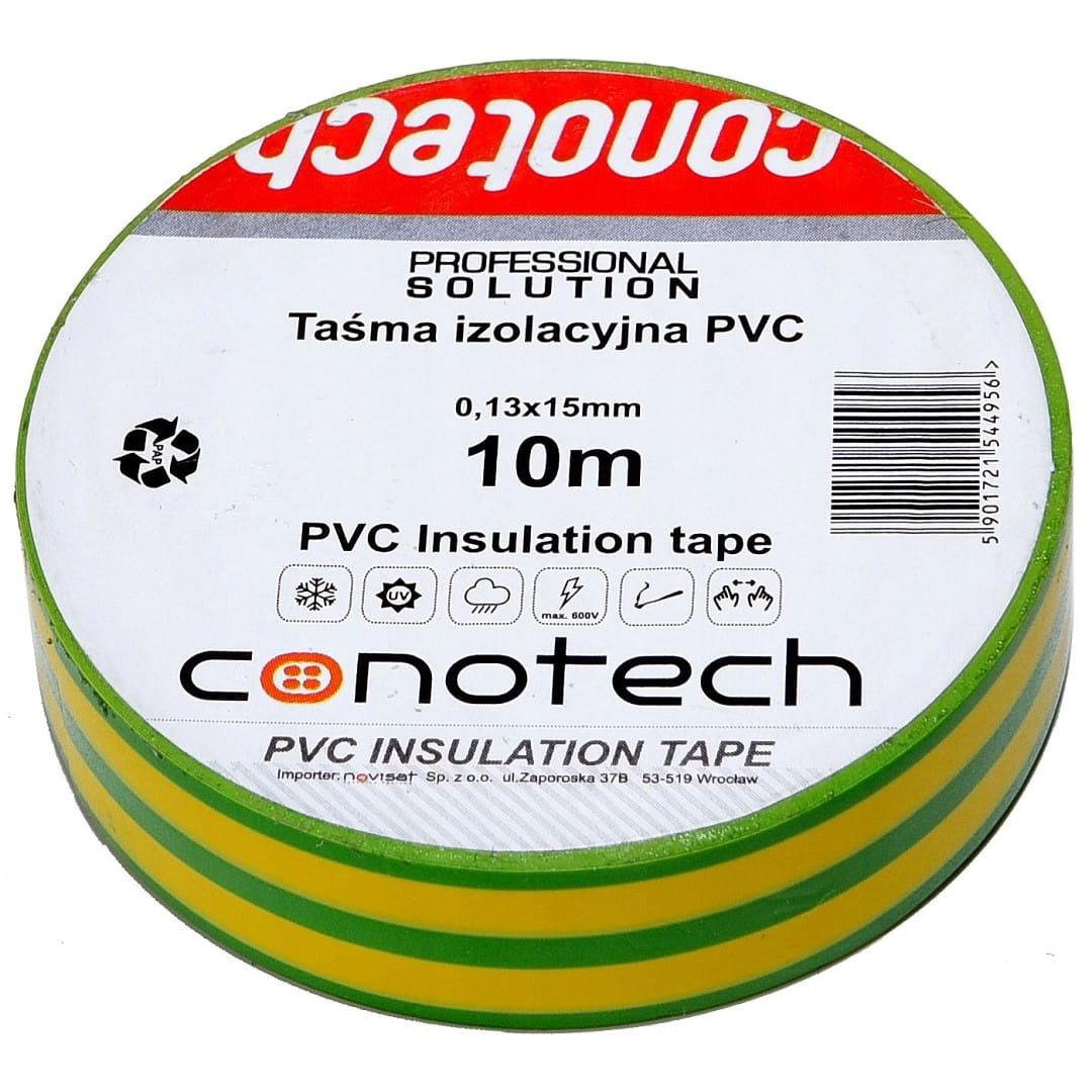 Taśma Izolacyjna Zielono/Żółta Pvc 0,13X15X10M Ns