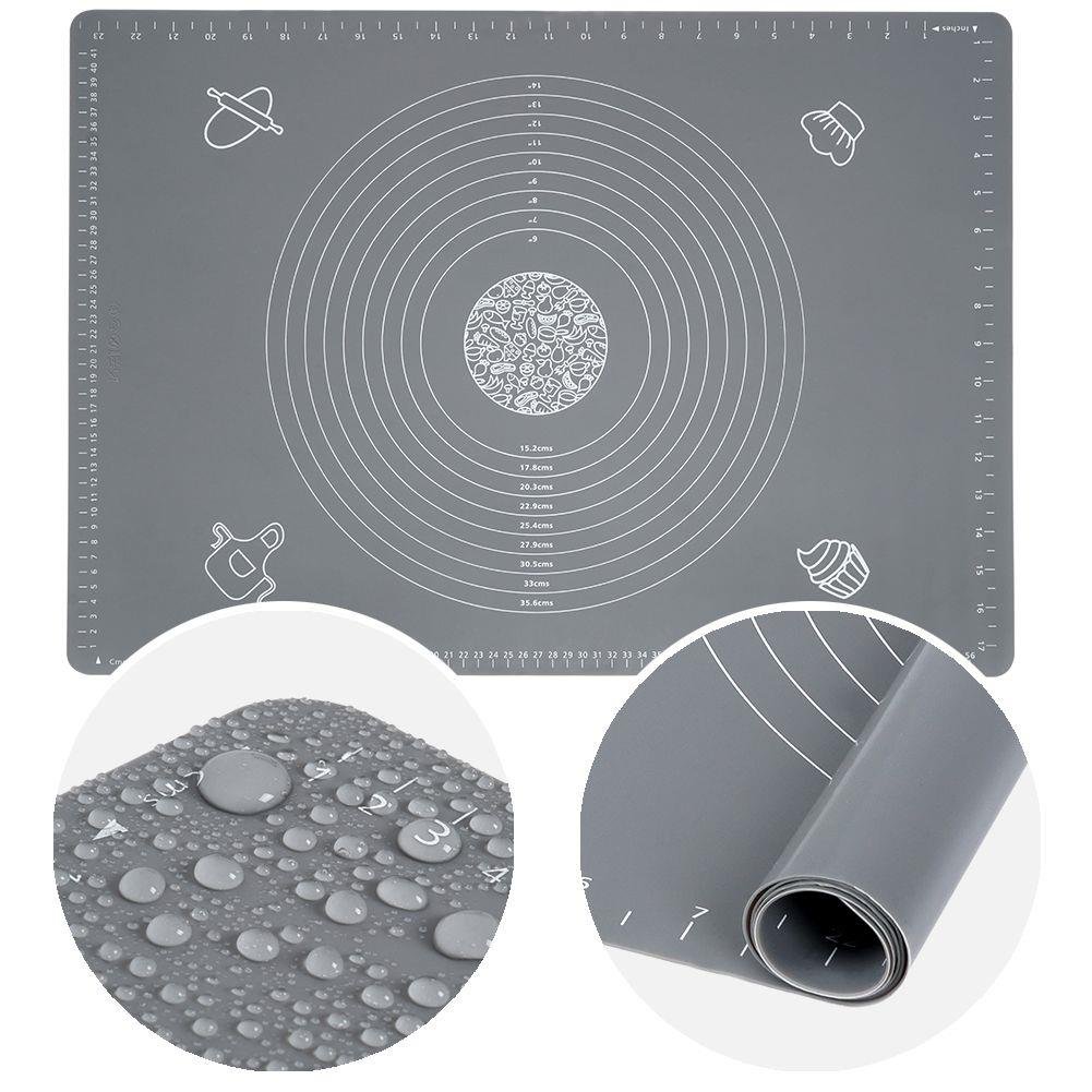 Stolnica silikonowa do wyrabiania wałkowania ciasta mata do pieczenia 65x45 cm szara kod: O-259001 