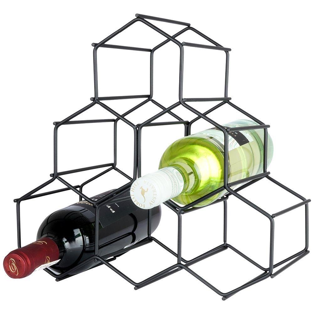 Vilde Stojak Na Wino Metalowy Czarny 6 Butelek 29,5X14,5X28,5 Cm