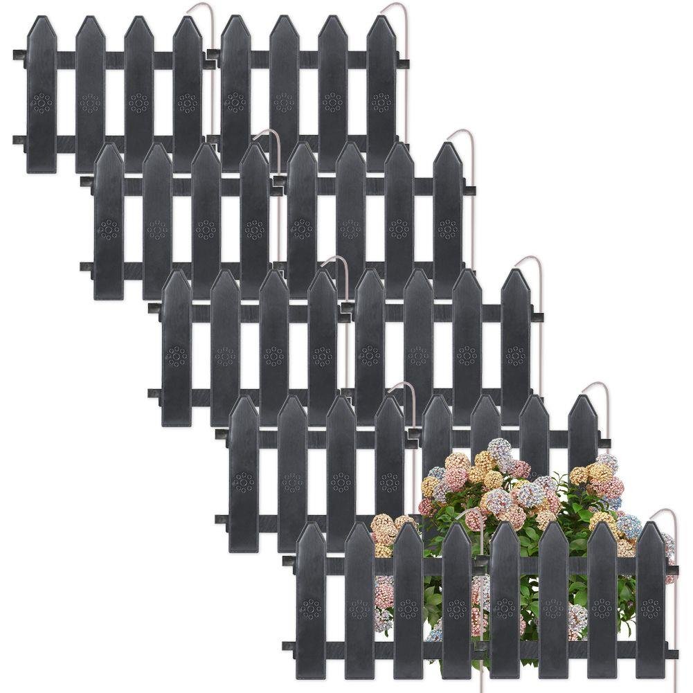 Vilde Palisada Płotek Ogrodowy Grafitowy Obrzeże Border Zestaw 10 Szt. 200 Cm 20X15 Cm
