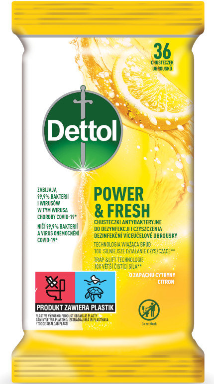 Dettol Chusteczki antybakteryjne do powierzchni Citron i Limeta 36 szt