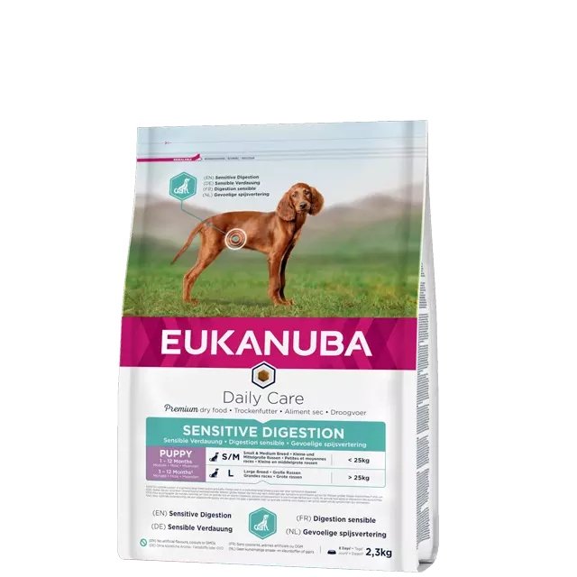 Eukanuba Puppy Sensitive Digestion, kurczak z indykiem - 2,3 kg