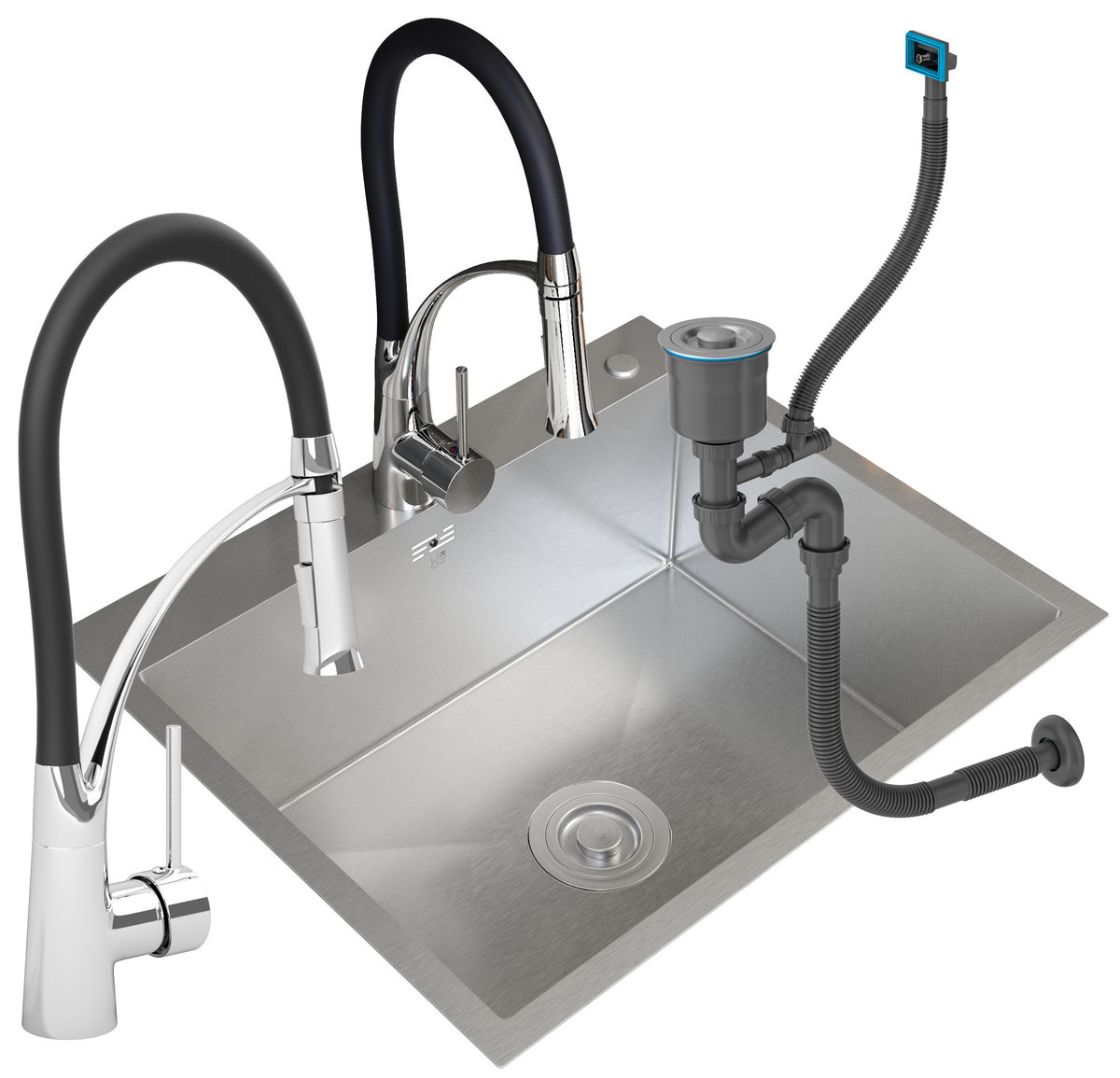Zlew Stalowy 1 Komorowy 60X50 + Bateria Nexo Chrom