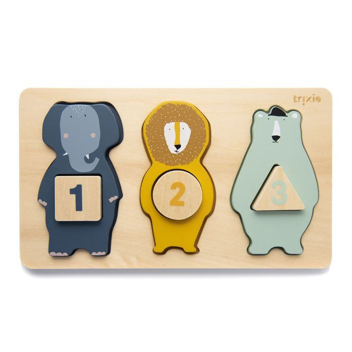 Animals Drewniane Puzzle Z Liczbami