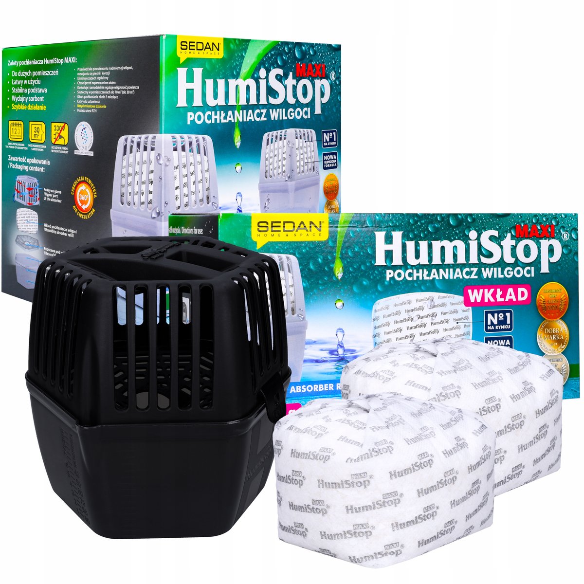 Sedan Humistop Maxi Pochłaniacz Wilgoci + 2 Wkłady Przeznaczone Do Pochłaniaczy