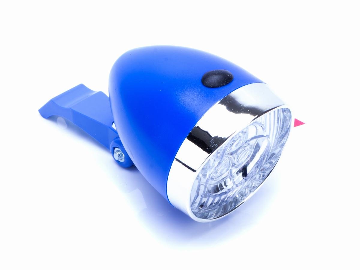 Lampa Przód Bateryjna 3-Led Retro Niebieska Z Włącz. 3Xaaa  Z Uchwytem