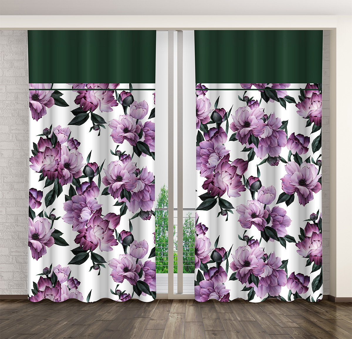 Zasłona Gotowa Na Żabki, 160X250, Biała W Kwiaty, Zml-019