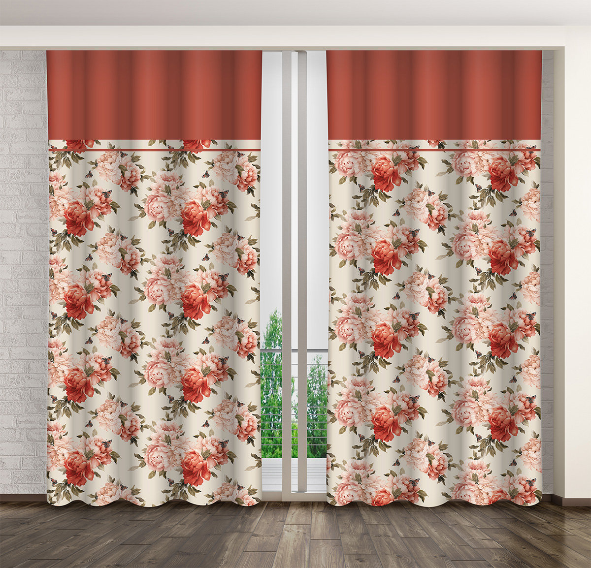 Zasłona Gotowa Na Żabki, 160X270, Kremowa W Kwiaty, Zml-002