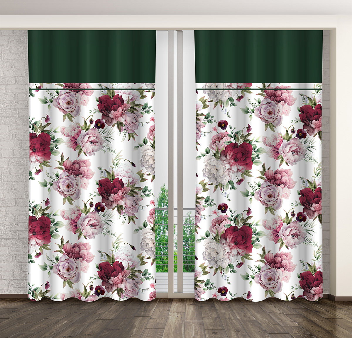 Zasłona Gotowa Na Żabki, 160X270, Biała W Kwiaty, Zml-005