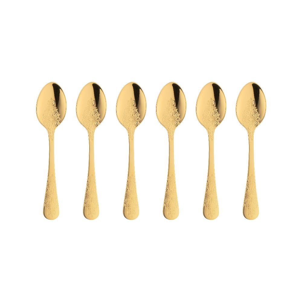 Komplet Łyżeczek Do Herbaty Złotych 6 Sztuk Antique Gold Villa Italia