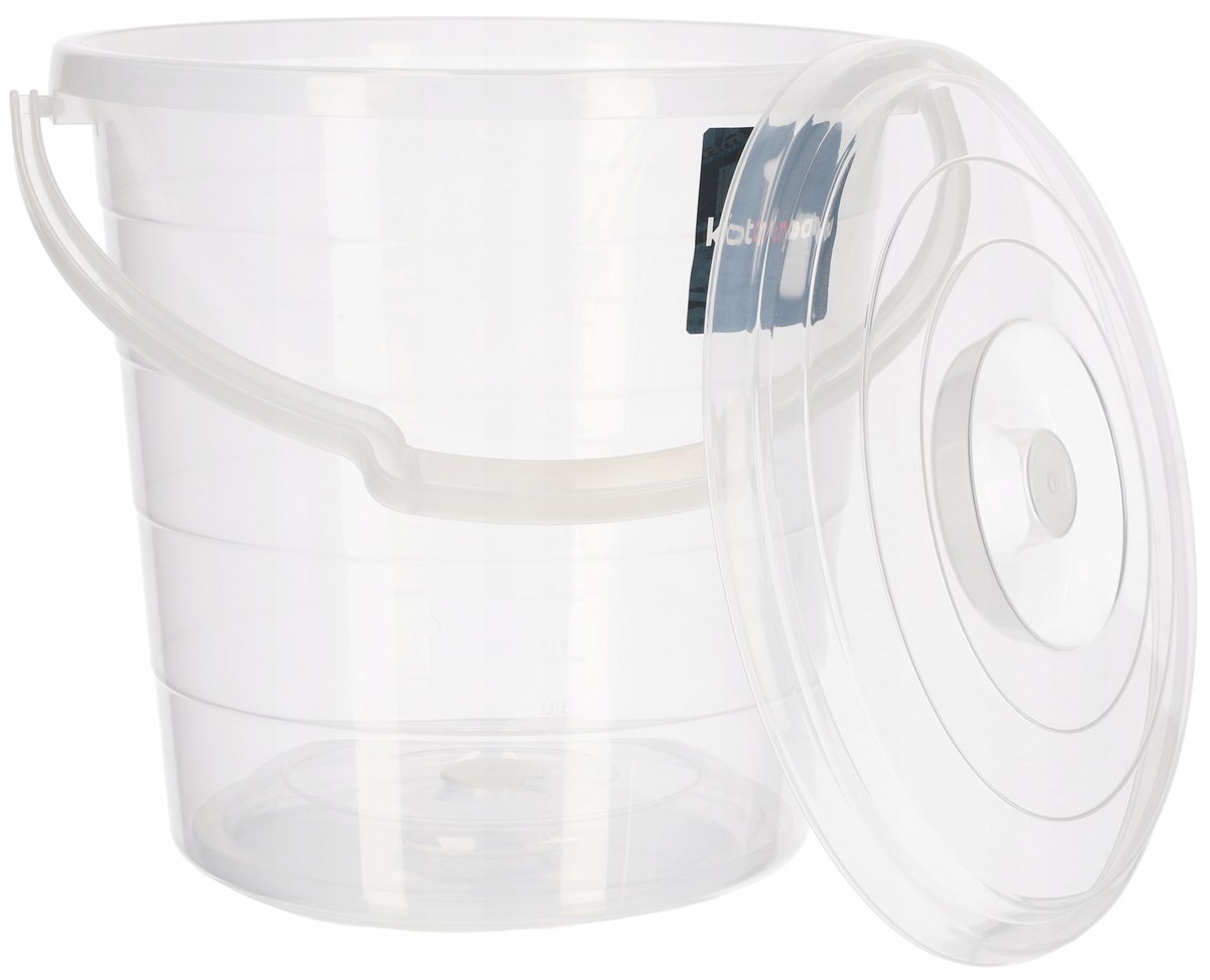 Wiadro Przezroczyste Pojemnik Skala Pokrywka 15L