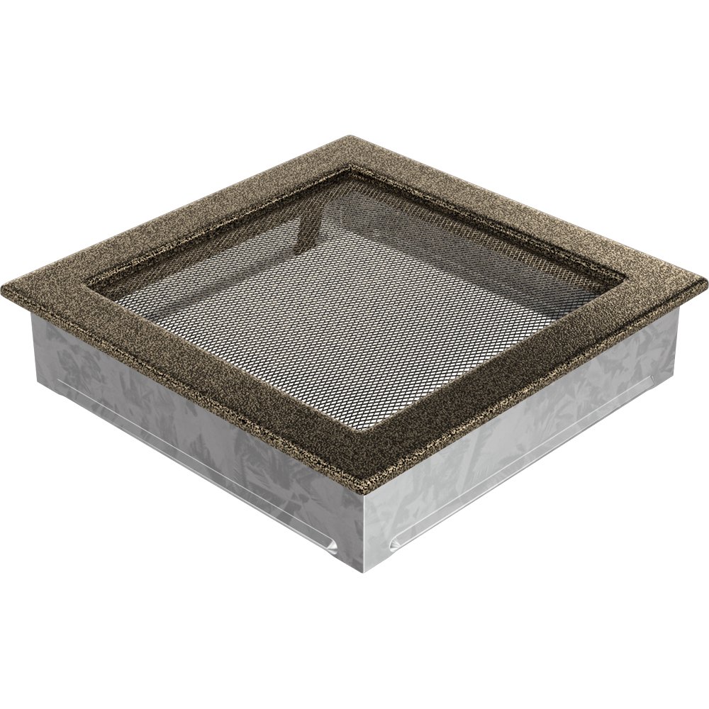 Kratki.pl KRATKA KOMINKOWA PROSTOKĄTNA CZARNO-ZŁOTA 220X220 MM 22CZ