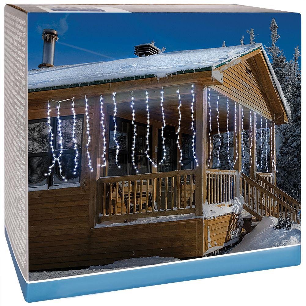Kurtyna Świetlna Girlanda Zewnętrzna Lampki Oświetlenie Na Balkon Taras Dom 220 Led 2 M
