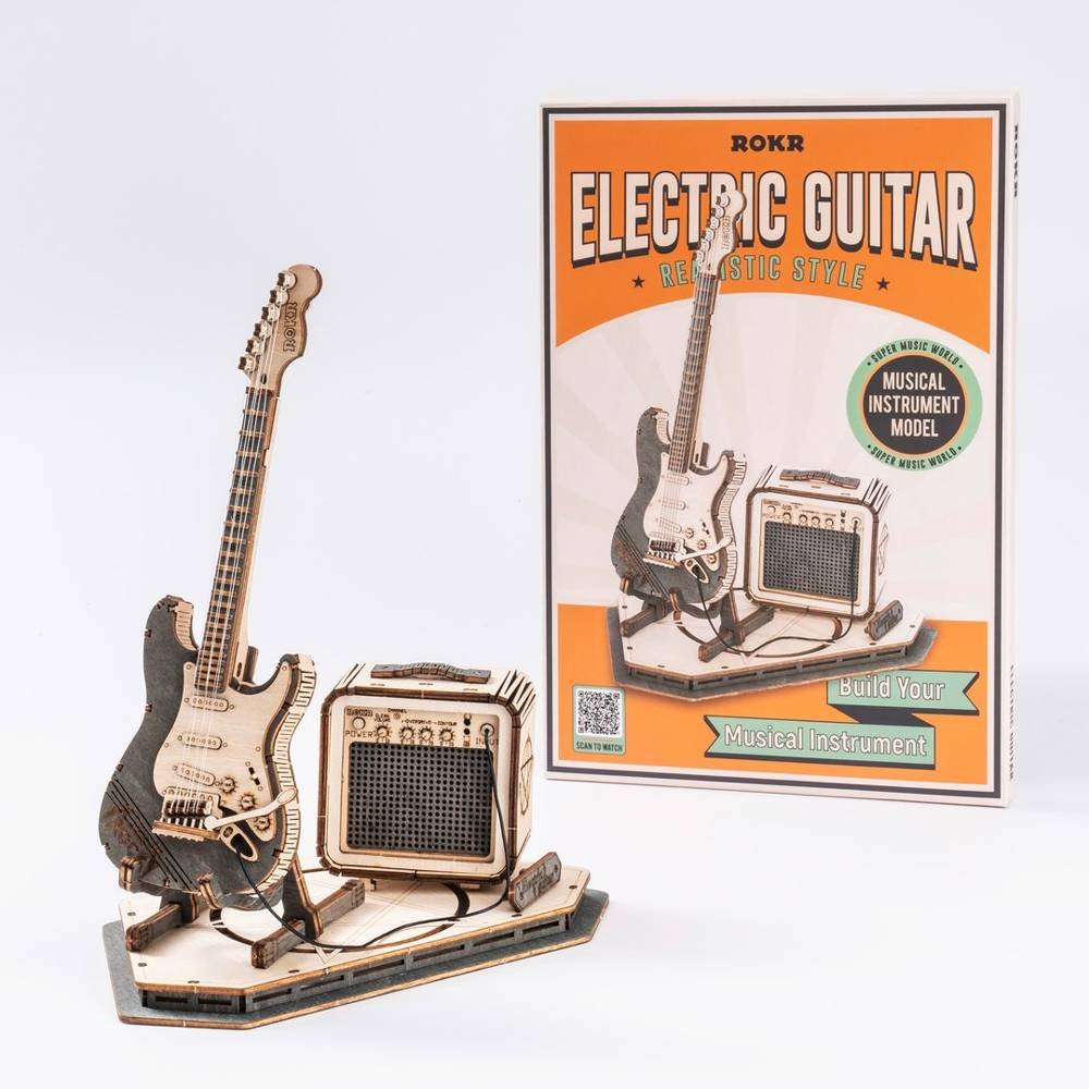 Robotime, Drewniane Puzzle 3D - Gitara Elektryczna TG605K